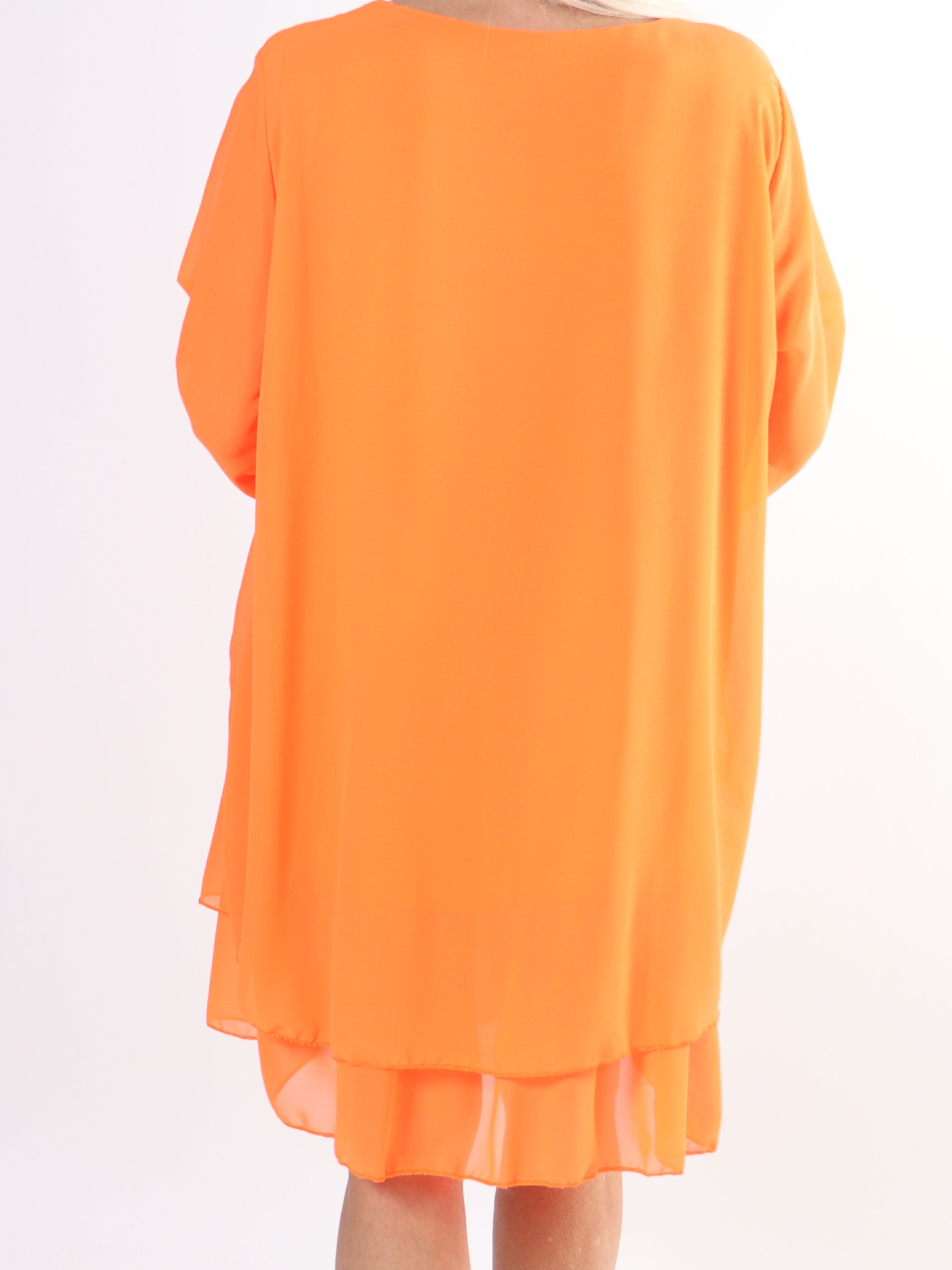 Jill - Chiffon tunikakjole med viskose underkjole